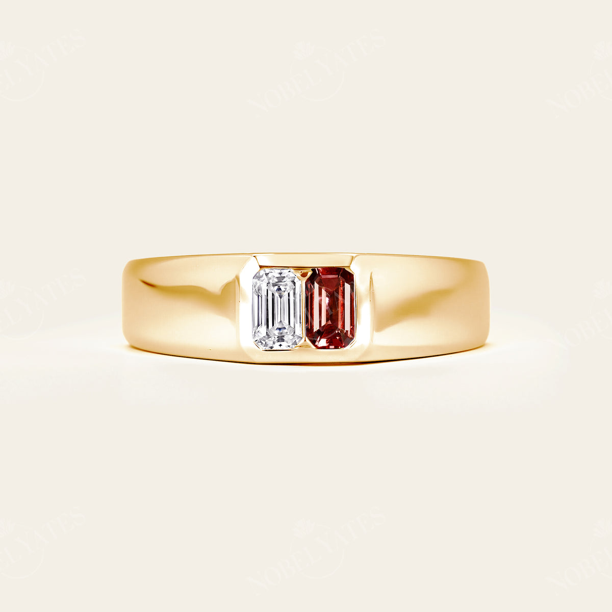 Toi et Moi Lab Diamond & Garnet Men's Engagement Ring