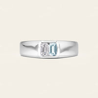 Emerald Cut Lab Diamond & Aquamarine Toi et Moi Men's Ring