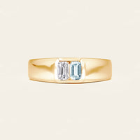 Emerald Cut Lab Diamond & Aquamarine Toi et Moi Men's Ring