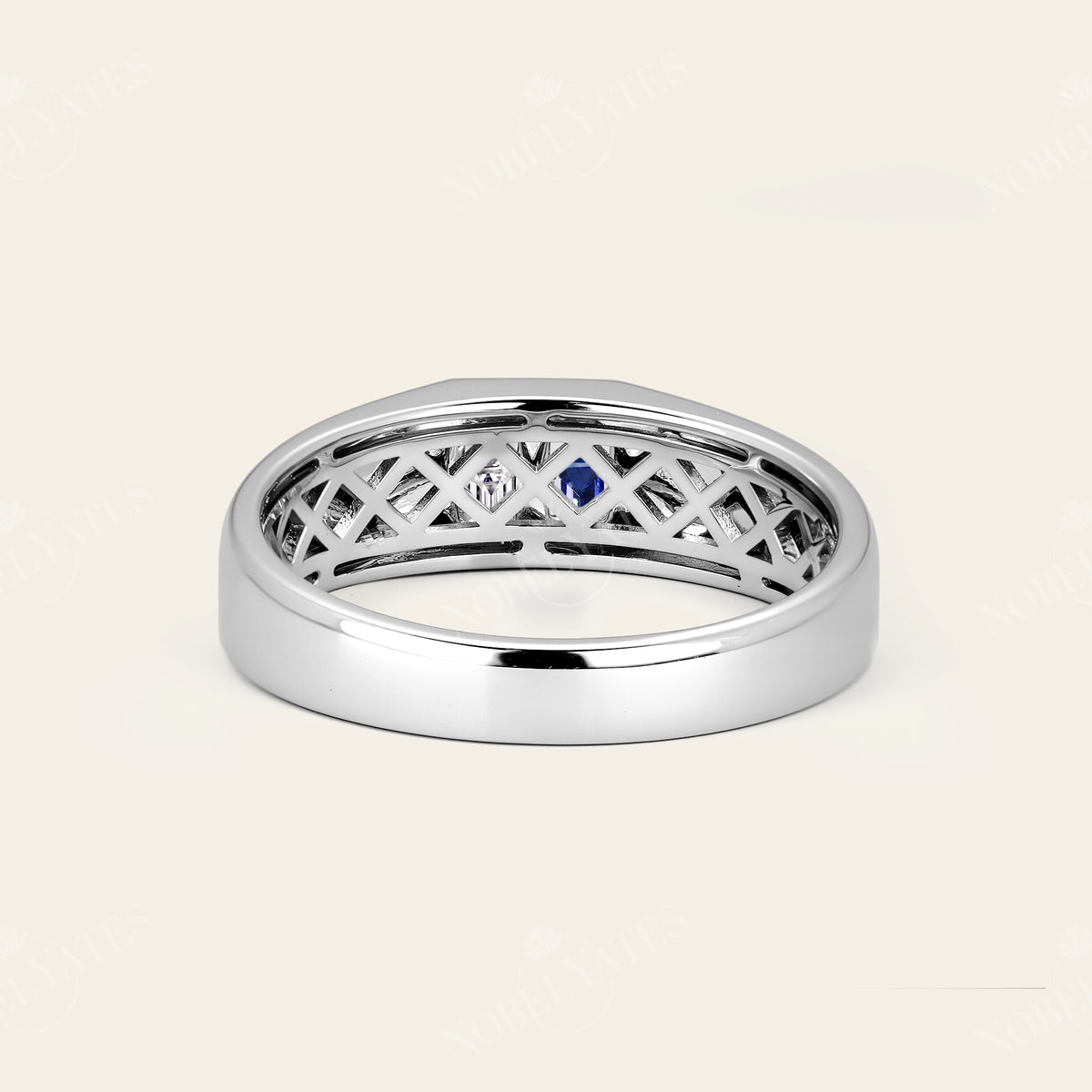 Lab Diamond & Lab Sapphire Toi et Moi Men's Engagement Ring