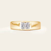 Two Emerald Cut Lab Grown Diamond Men's Engagement Ring