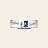 Lab Diamond & Lab Sapphire Toi et Moi Men's Engagement Ring