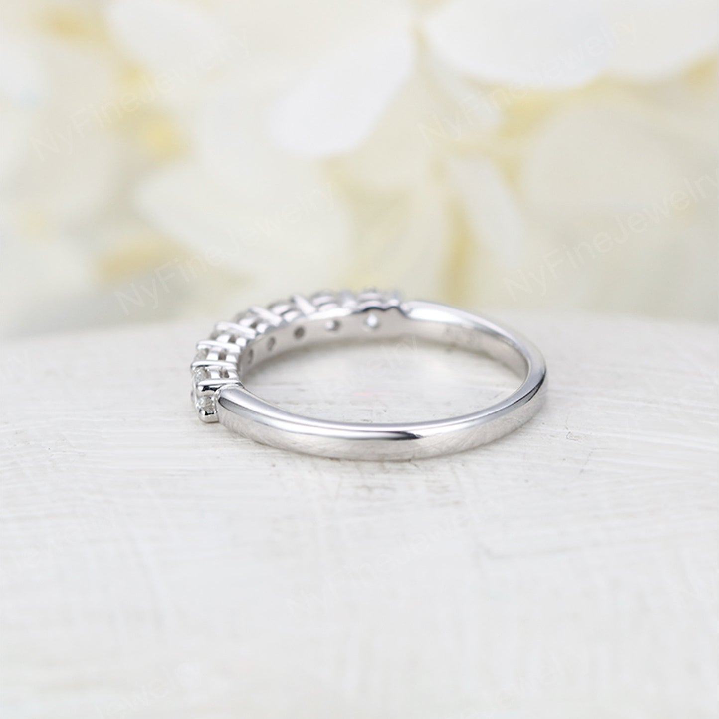 
                  
                    Moissanite Wedding Band white gold Women Half Eternity Unique diamond ring Multi stone Bridal Stacking Promise Anniversary gift for her
                  
                