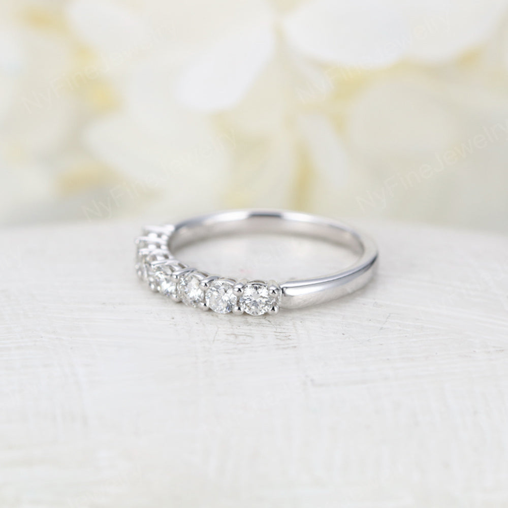 
                  
                    Moissanite Wedding Band white gold Women Half Eternity Unique diamond ring Multi stone Bridal Stacking Promise Anniversary gift for her
                  
                