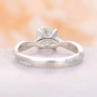 Vintage Round Moissanite White Gold Twist Engagement Ring