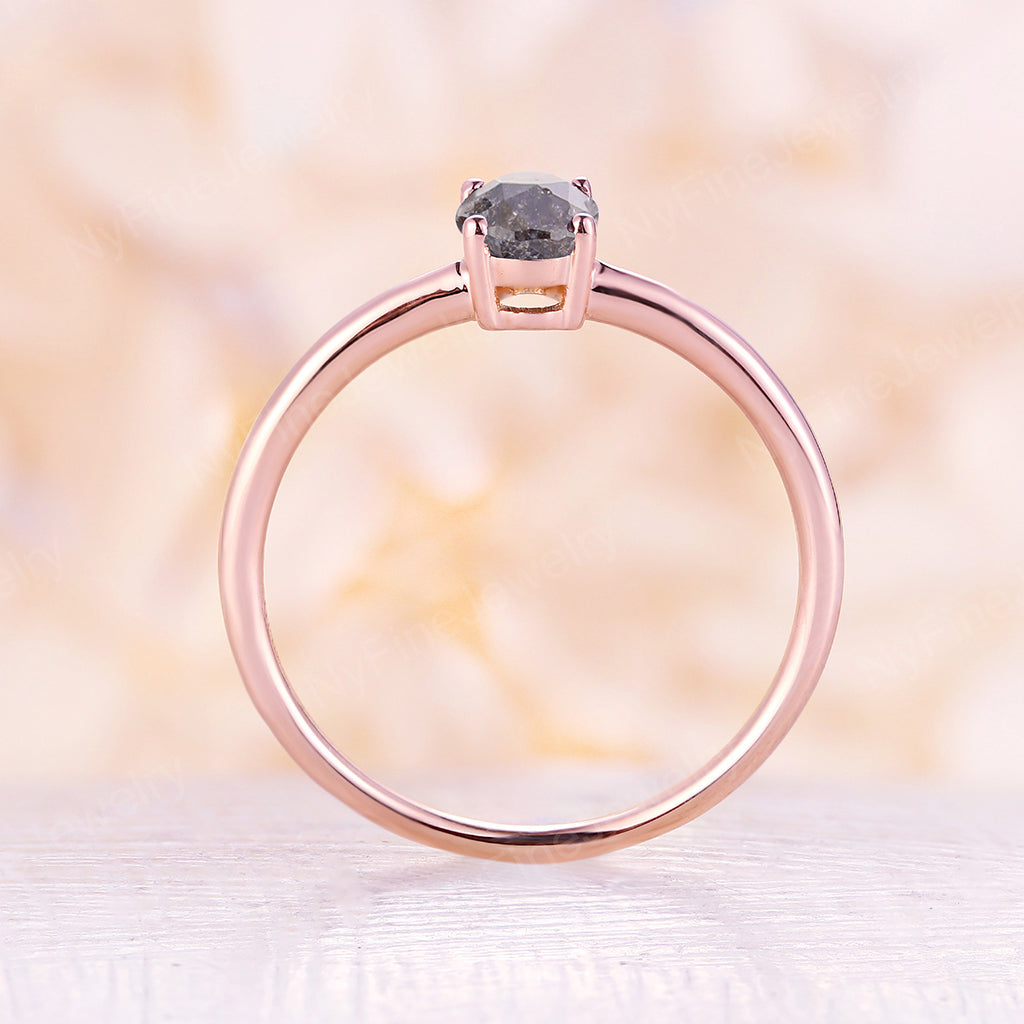 
                  
                    Vintage salt and pepper diamond engagement ring rose gold engagement ring diamond solitary ring wedding Bridal Anniversary ring
                  
                