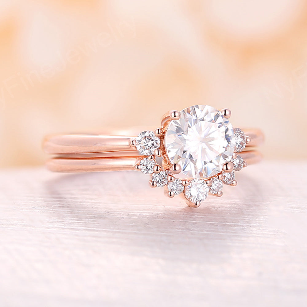 
                  
                    Moissanite Engagement Ring rose gold engagement ring round cut moissanite ring Three stone wedding diamond Cluster classical Anniversary
                  
                