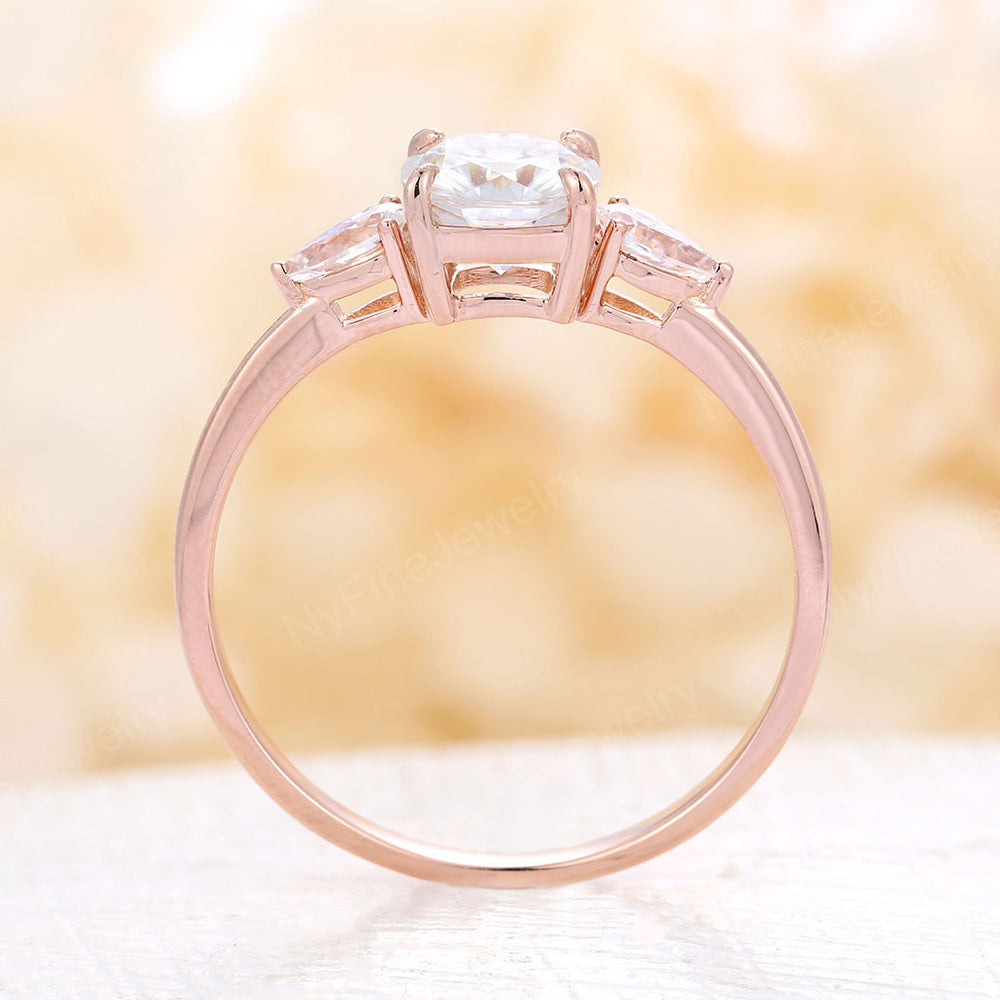 
                  
                    Cushion cut Moissanite Rose Gold Engagement Ring DEF pear moissanite ring Three stone wedding Four Prong set Promise Anniversary
                  
                