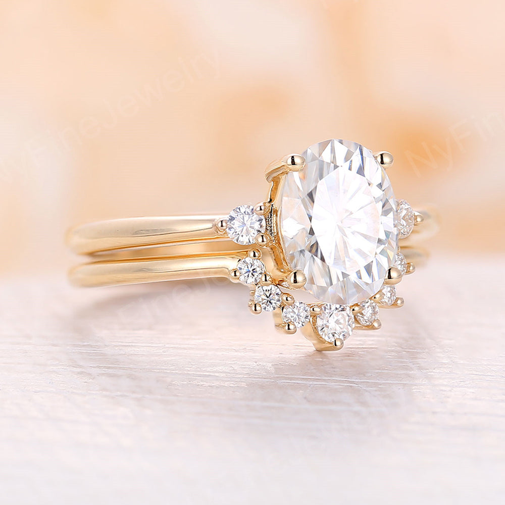 
                  
                    Moissanite Engagement Ring oval moissanite art deco engagement ring set yellow gold ring antique Bridal Anniversary Promise
                  
                