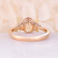 Oval Pink Morganite Rose Gold Cluster Engagement Ring