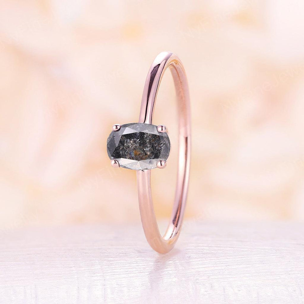 
                  
                    Vintage salt and pepper diamond engagement ring rose gold engagement ring diamond solitary ring wedding Bridal Anniversary ring
                  
                
