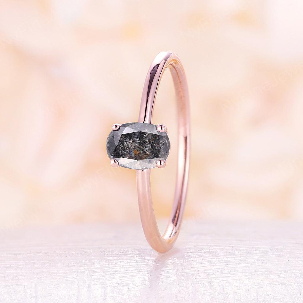 
                  
                    Vintage salt and pepper diamond engagement ring rose gold engagement ring diamond solitary ring wedding Bridal Anniversary ring
                  
                