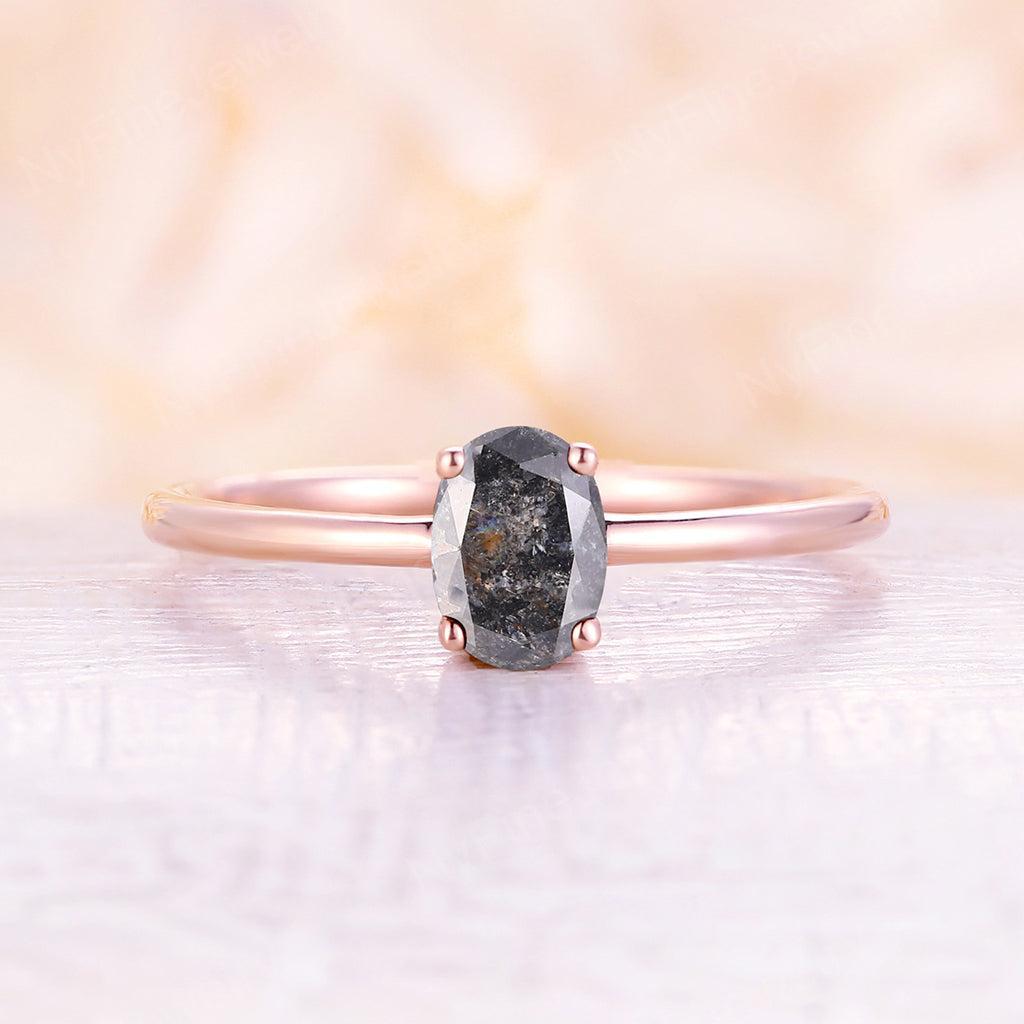 
                  
                    Vintage salt and pepper diamond engagement ring rose gold engagement ring diamond solitary ring wedding Bridal Anniversary ring
                  
                