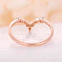 Marquise Moissanite Curved Wedding Band Rose Gold