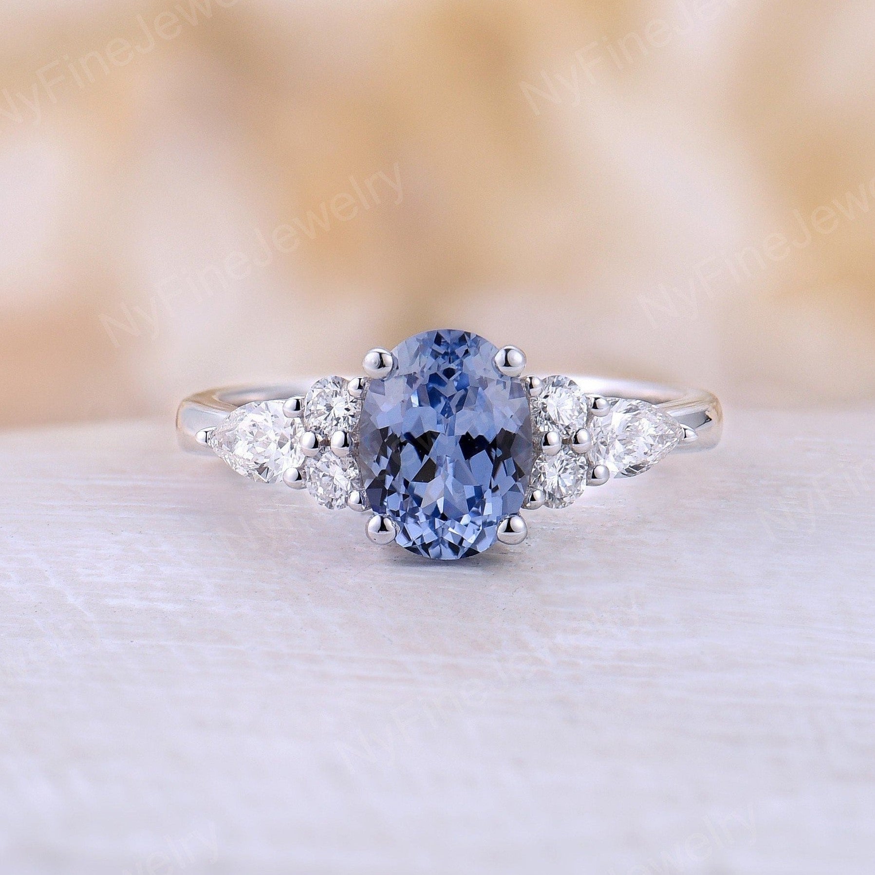 15ct Natural Light Blue Sapphire Ring 22k Platinum | Gem Gardener
