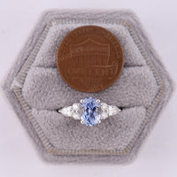 Oval Cornflower Sapphire Cluster Engagement Ring White Gold