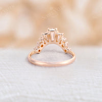 Baguette Diamond Curved Wedding Band Rose Gold