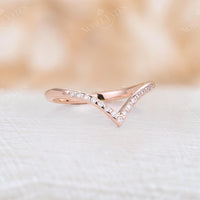 Natural Diamond Curved Wedding Band Rose Gold
