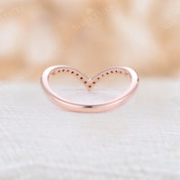 Natural Diamond Curved Wedding Band Rose Gold