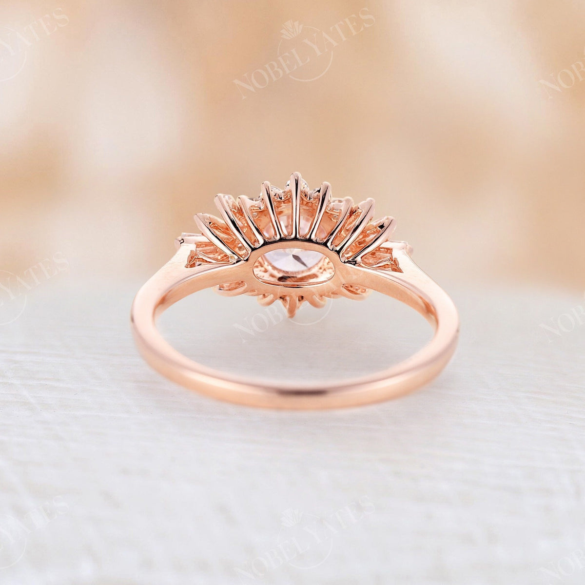 Art deco Round Moissanite Halo Engagement Ring Rose Gold