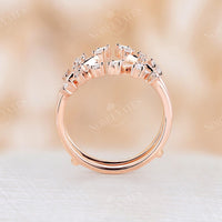 Nature inspired Marquise Moissanite Wedding Band Rose Gold