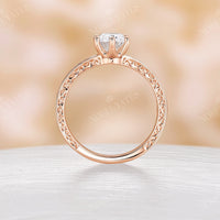 Vintage Oval Moissanite Solitaire Filigree Engagement Ring Rose gold