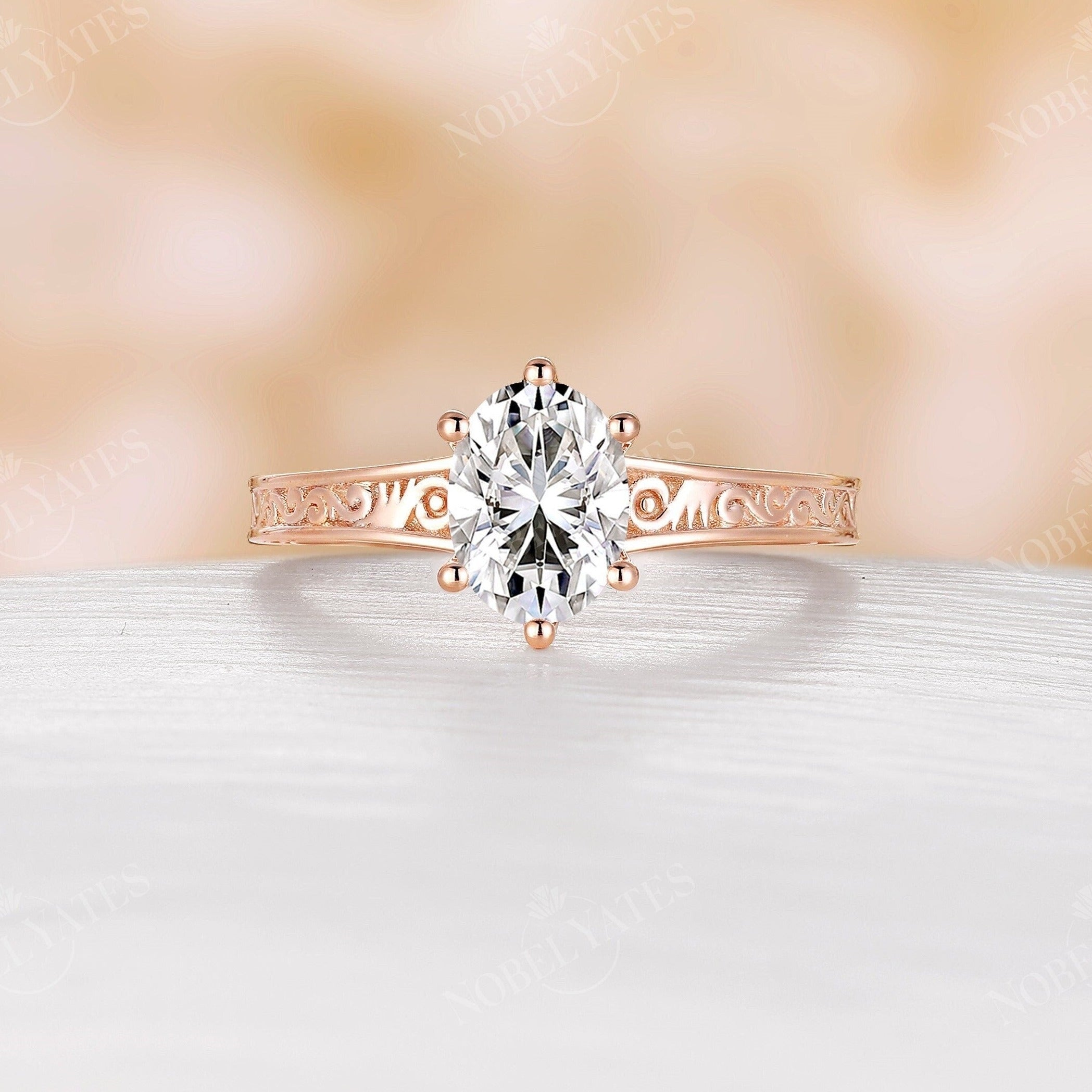 Moissanite filigree deals engagement rings