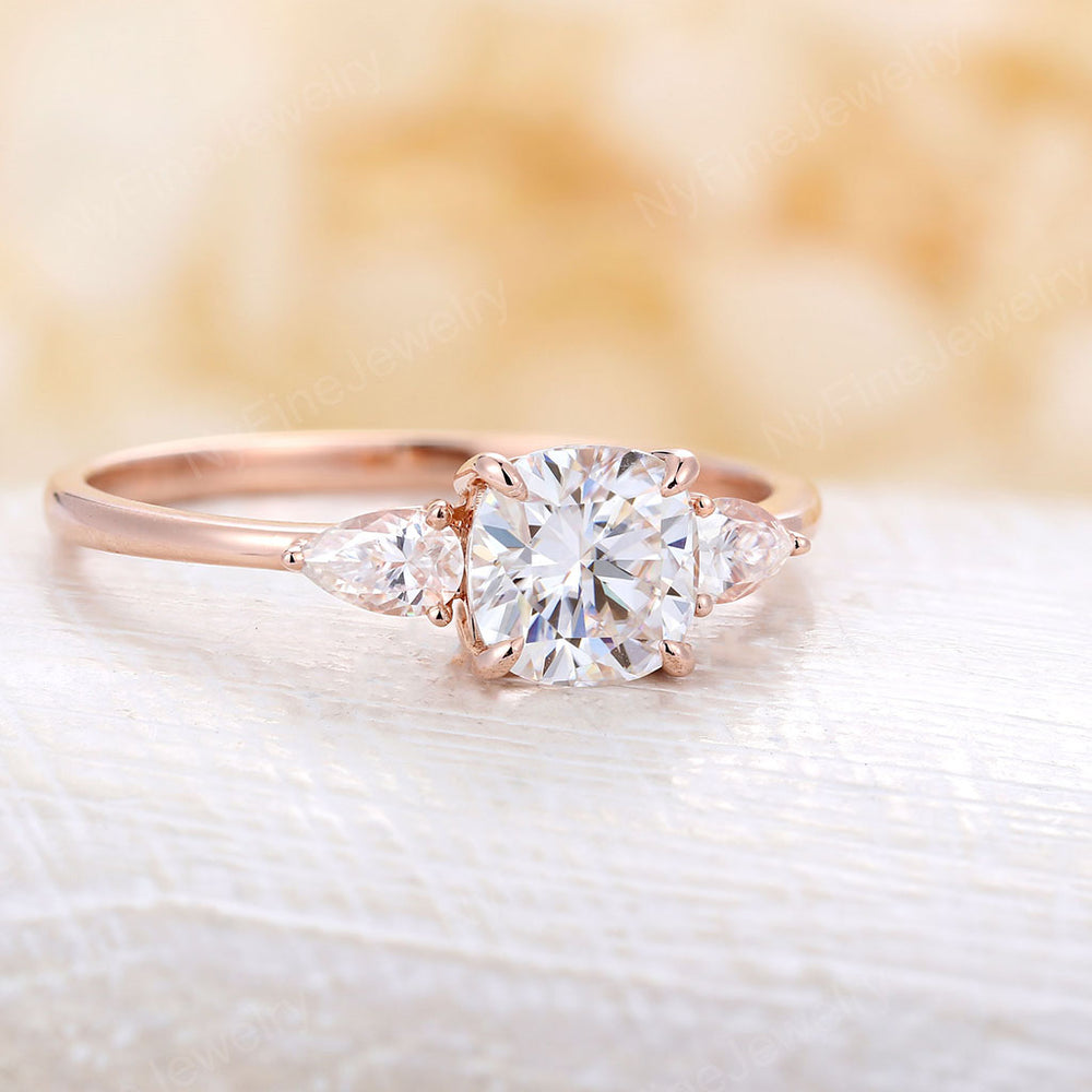 Rose Gold Cushion Cut Stone Engagement Ring